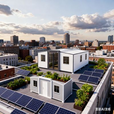 comprar Pequeña casa plegable prefabricada con alas gemelas con 56 metros cuadrados de superficie L9000*W6220*H2480mm y más de 30 años de vida útil Fabricación en línea