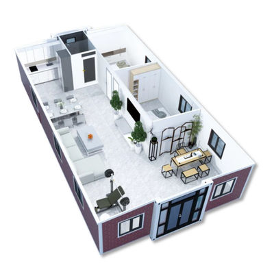 Cuadro de acero galvanizado de 40 pies Contenedor expandible Casa con plomería lista y tablero de pared de placa de acero de color T65mm EPS