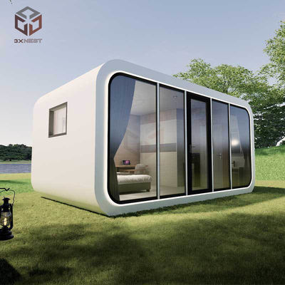 Prefabricado a prueba de viento Glamping Pods Capsula de aluminio Casa de contenedores de manzanas