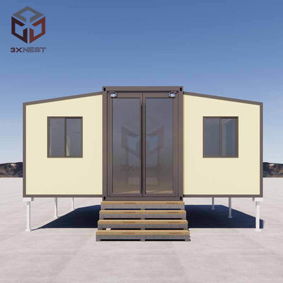 Casa de contenedores de doble ala de escalón personalizable con balcón EPS / PU / aislamiento de lana de roca
