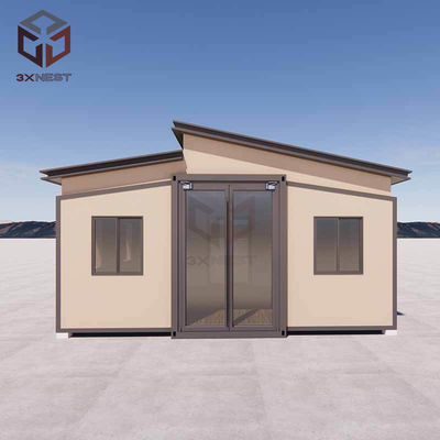 Casa de contenedores plegable de 20 pies con techo de paneles de sándwich