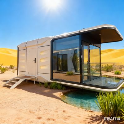 Casa Cápsula Espacial Moderna con Tablero de Pino Europeo de 9 mm, 7 Toneladas de Peso Neto y Cerradura Inteligente