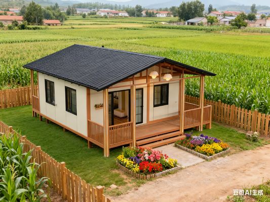 Casa de contenedores expandible con madera contrachapada de bambú de 18 mm de grosor 100 mm de grosor total y sistema de plomería preinstalado
