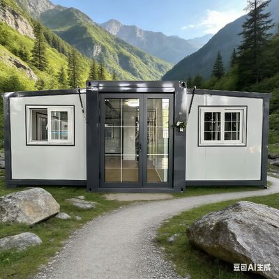 Contenedor plegable de 20 pies con dimensiones plegadas de L5900*W2200*2480mm, capacidad de carga de 28,000 kg y ventanas y diseño personalizables