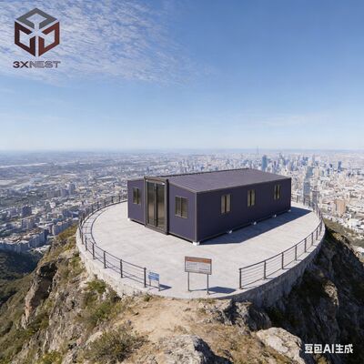 Casa contenedor expandible de 40 pies con 72 metros cuadrados de superficie, muebles personalizables y baño con separación húmedo-seco, soluciones de vivienda modular